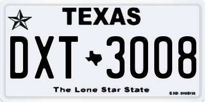 TX license plate DXT3008