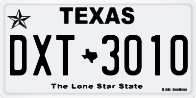TX license plate DXT3010