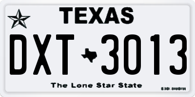 TX license plate DXT3013
