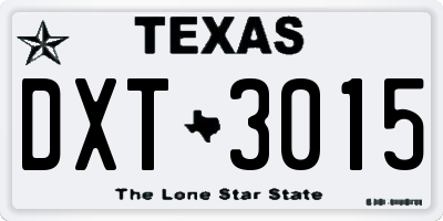 TX license plate DXT3015