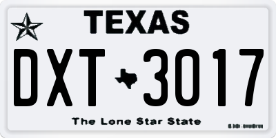 TX license plate DXT3017