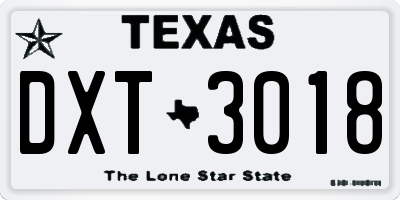 TX license plate DXT3018