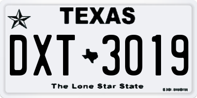 TX license plate DXT3019