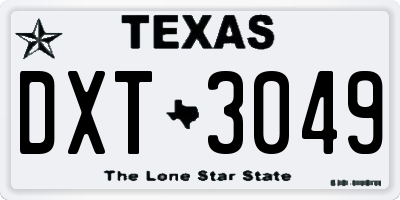TX license plate DXT3049