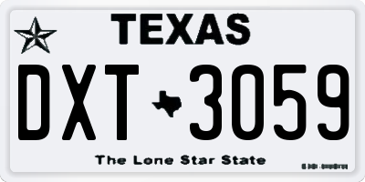 TX license plate DXT3059