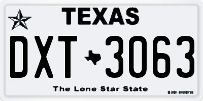 TX license plate DXT3063