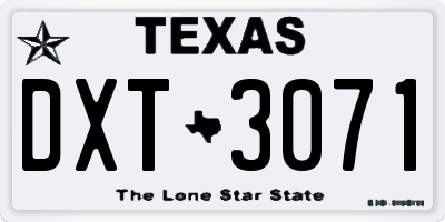 TX license plate DXT3071