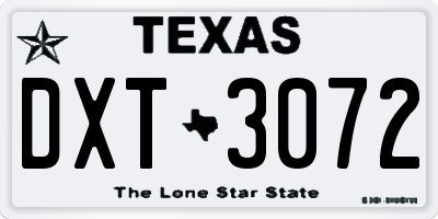 TX license plate DXT3072