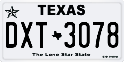 TX license plate DXT3078