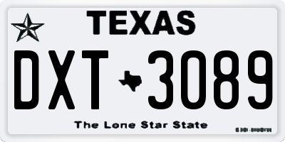 TX license plate DXT3089