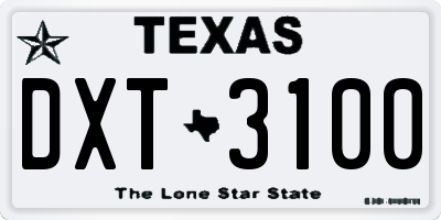 TX license plate DXT3100