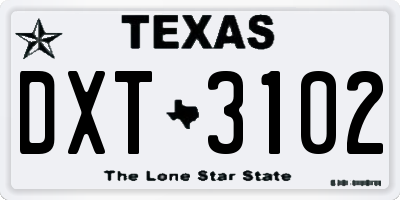 TX license plate DXT3102