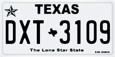 TX license plate DXT3109