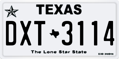 TX license plate DXT3114