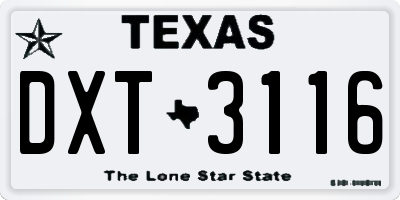 TX license plate DXT3116