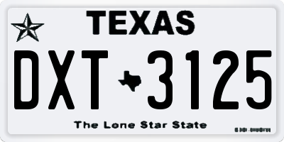 TX license plate DXT3125