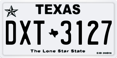 TX license plate DXT3127