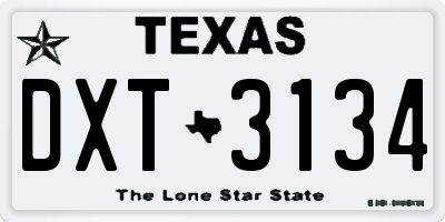 TX license plate DXT3134