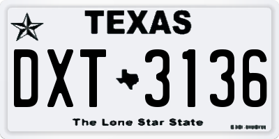TX license plate DXT3136
