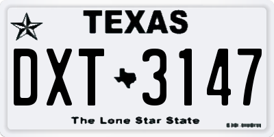 TX license plate DXT3147