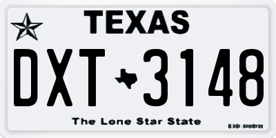 TX license plate DXT3148