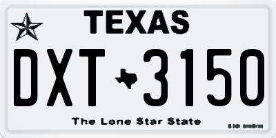 TX license plate DXT3150
