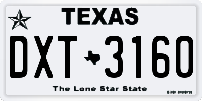 TX license plate DXT3160