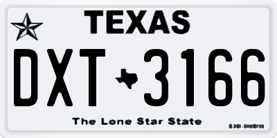 TX license plate DXT3166