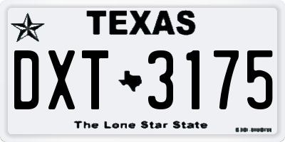TX license plate DXT3175