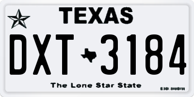 TX license plate DXT3184