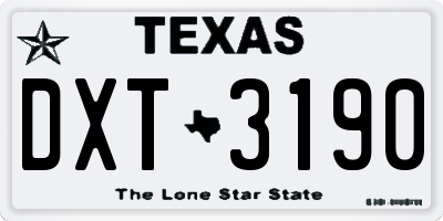 TX license plate DXT3190