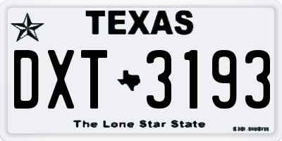 TX license plate DXT3193