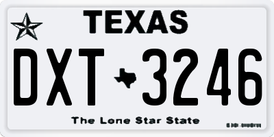 TX license plate DXT3246
