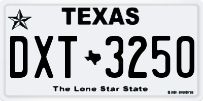 TX license plate DXT3250
