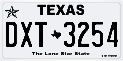 TX license plate DXT3254