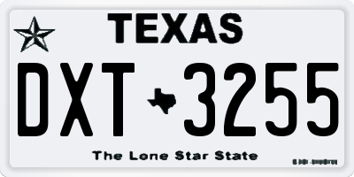 TX license plate DXT3255