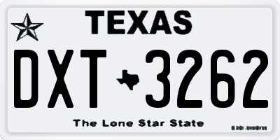 TX license plate DXT3262