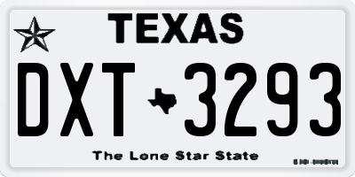 TX license plate DXT3293