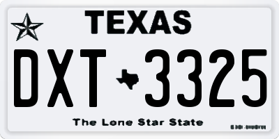 TX license plate DXT3325