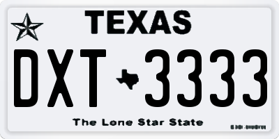 TX license plate DXT3333