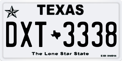 TX license plate DXT3338