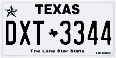 TX license plate DXT3344