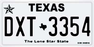 TX license plate DXT3354