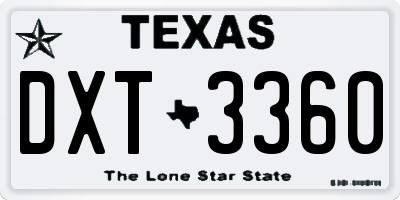 TX license plate DXT3360