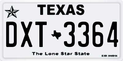 TX license plate DXT3364