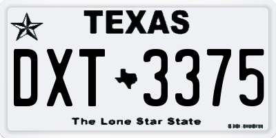 TX license plate DXT3375