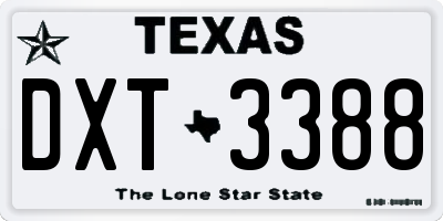 TX license plate DXT3388