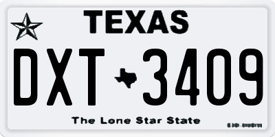 TX license plate DXT3409