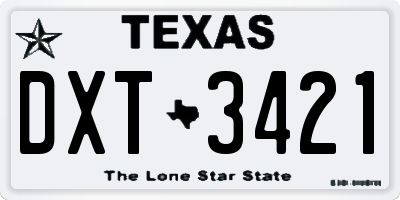 TX license plate DXT3421