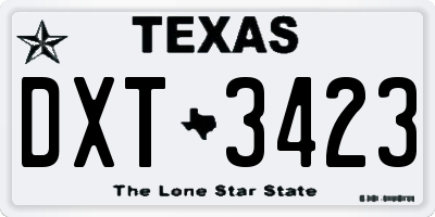 TX license plate DXT3423